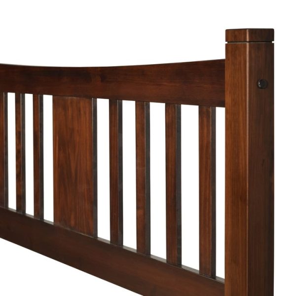 Queen size Solid Pine Wood Platform Bed Frame with Headboard in Cherry - Image 3