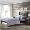 Queen size Solid Pine Wood Platform Bed Frame with Headboard in Cherry - Image 4