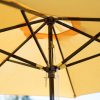 Outdoor Patio 9-Ft Wooden Market Umbrella with Yellow Shade Canopy - Image 2