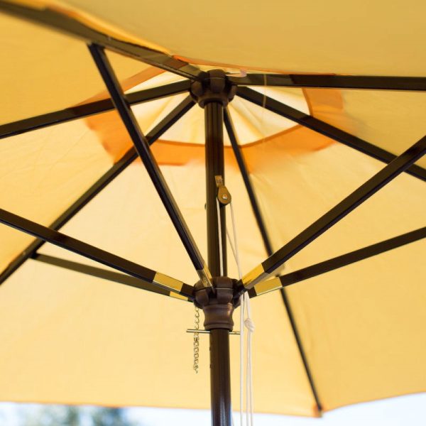 Outdoor Patio 9-Ft Wooden Market Umbrella with Yellow Shade Canopy - Image 2