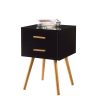 Modern Mid-Century Style End Table Nightstand in Black & Oak Wood Finish - Image 2