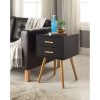 Modern Mid-Century Style End Table Nightstand in Black & Oak Wood Finish - Image 3