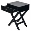 Retro Black X-Shape 1 Drawer Nightstand Coffee Table - Image 2