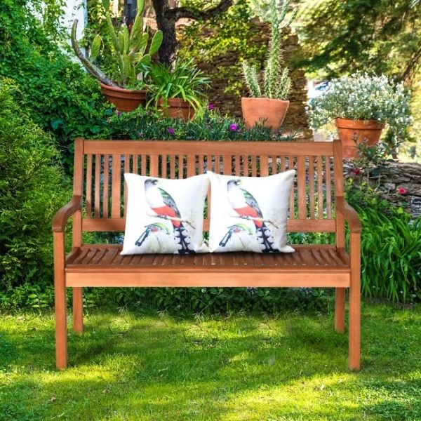 FarmHome Slatted 2 Seater Garden Eucalyptus Bench - Image 3