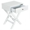 Retro White X-Shape 1 Drawer Nightstand Coffee Table - Image 2