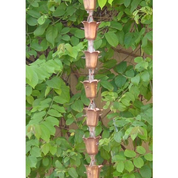 Handmade 8.5 Ft Solid Copper Tulip Rain Chain - Image 3