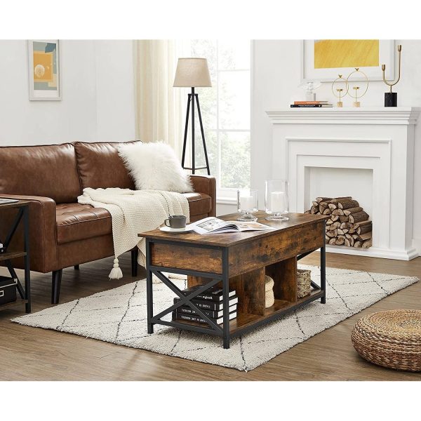 Farmhouse Brown Lift Top Muti Functional Coffee Table - Image 2
