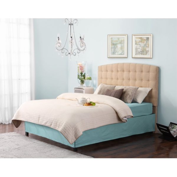 Full / Queen size Tufted Padded Upholstered Headboard in Beige - Image 2