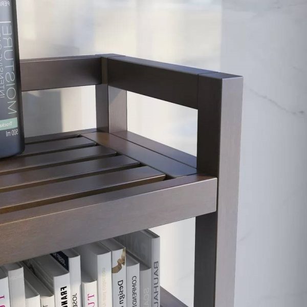 Solid Wood Over the Toilet Bathroom Storage Unit in Dark Brown Finish - Image 2