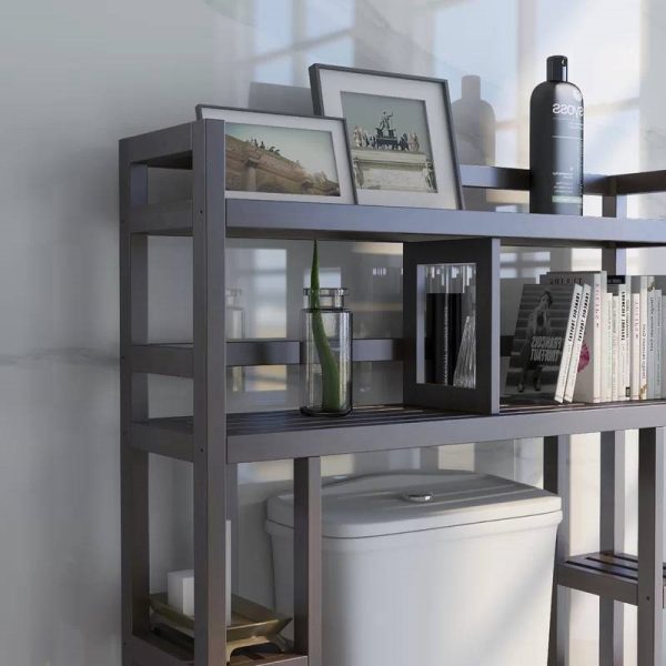 Solid Wood Over the Toilet Bathroom Storage Unit in Dark Brown Finish - Image 3