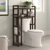 Solid Wood Over the Toilet Bathroom Storage Unit in Dark Brown Finish - Image 5