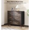 Modern Mid-Century Style 6-Drawer Bedroom Dresser with Fabric Drawers in Walnut - Image 3