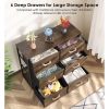 Modern Mid-Century Style 6-Drawer Bedroom Dresser with Fabric Drawers in Walnut - Image 5