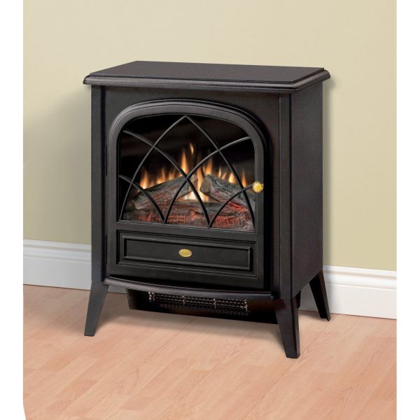 Black Compact Stove Style Electric Fireplace Space Heater with 3D Flame - Image 2