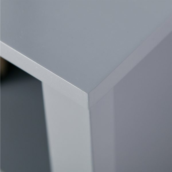 Gray 2 Tier Shelf Hidden Storage Bathroom Floor Cabinet - Image 5
