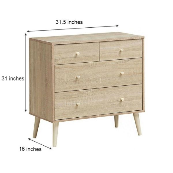 Oak Modern FarmHome 4 Drawer Easy Glide Storage Dresser - Image 3