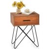 FarmHouse Rustic Natural Brown 1 Drawer Nightstand Coffee Table - Image 2
