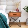 FarmHouse Rustic Natural Brown 1 Drawer Nightstand Coffee Table - Image 3