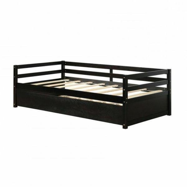 Twin/Twin Dorm Style Trundle Daybed Platform Bed Frame in Espresso - Image 2