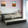 Twin/Twin Dorm Style Trundle Daybed Platform Bed Frame in Espresso - Image 4