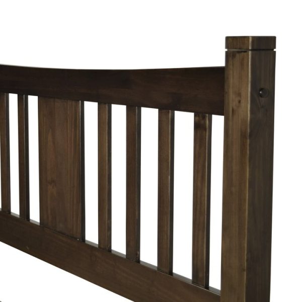 Queen size Solid Pine Wood Platform Bed with Headboard in Espresso - Image 3