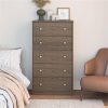 Modern 5-Drawer Bedroom Chest in Rustic Grey Brown Wood Finish - Image 3