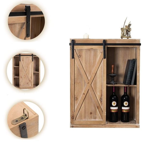 Farmhouse Wall Mounted 1 Door Sliding Barn Style Bathroom Cabinet & Shelves - Image 3