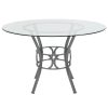 Contemporary 48-inch Round Clear Glass Dining Table with Silver Metal Frame - Image 2