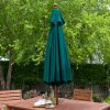 Commercial-Grade 9-Ft Patio Umbrella with Forest Green Sunbrella Canopy - Image 3