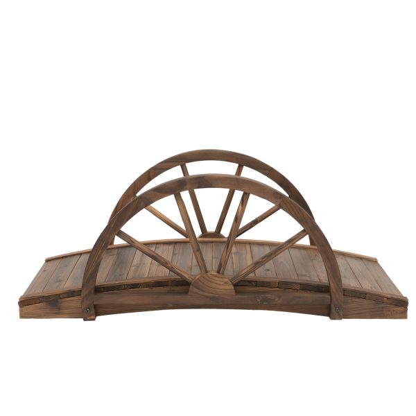FarmHome 3.3ft Fir Wood Half Wheeled Stained Garden Bridge - Image 2