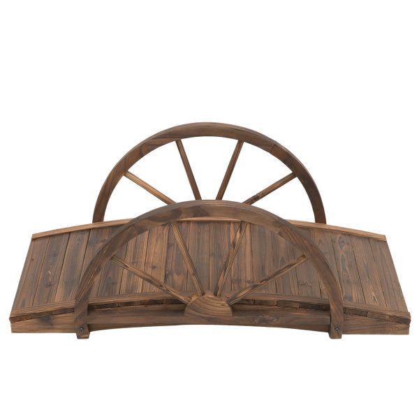 FarmHome 3.3ft Fir Wood Half Wheeled Stained Garden Bridge - Image 3