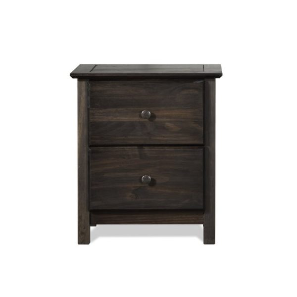 Farmhouse Solid Pine Wood 2 Drawer Nightstand in Espresso - Image 2
