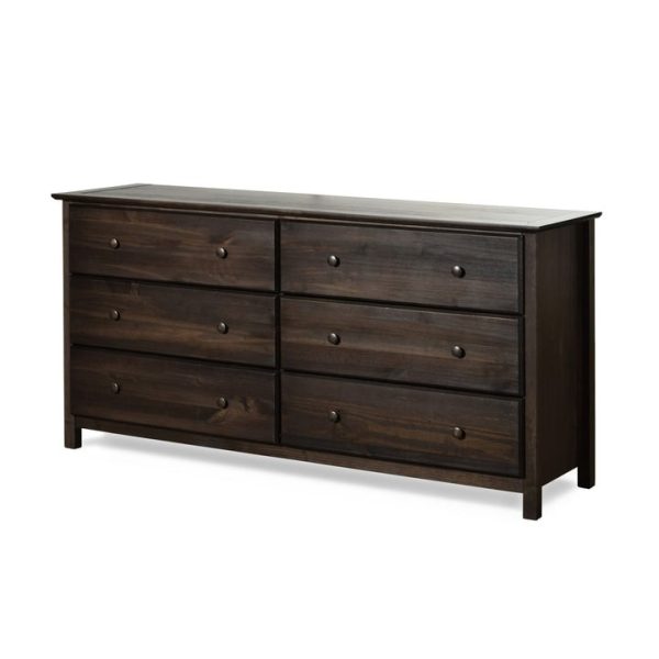 Farmhouse Solid Pine Wood 6 Drawer Dresser in Espresso Finish - Image 2