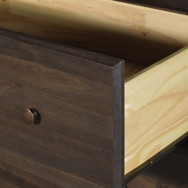 Farmhouse Solid Pine Wood 6 Drawer Dresser in Espresso Finish - Image 3