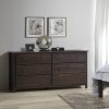 Farmhouse Solid Pine Wood 6 Drawer Dresser in Espresso Finish - Image 4