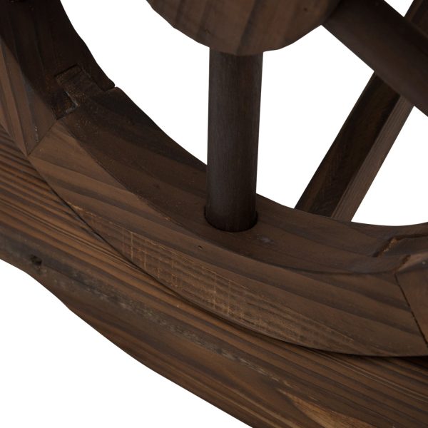 FarmHome Rustic Fir Wood Wheel Outdoor Garden Bench - Image 4