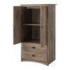 FarmHome Rustic 2 Drawer Bedroom Storage Armoire Grey Oak - Image 2