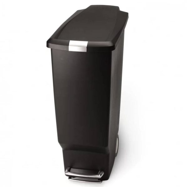 Black 10-Gallon Narrow Kitchen Trash Can with Easy Step-on Lid - Image 3