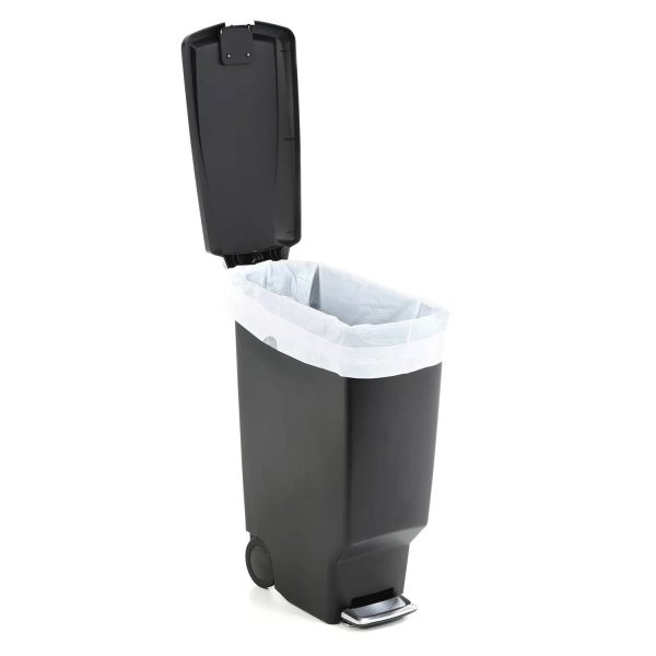 Black 10-Gallon Narrow Kitchen Trash Can with Easy Step-on Lid - Image 5