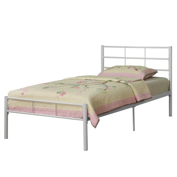 Twin size White Metal Platform Bed Frame with Headboard