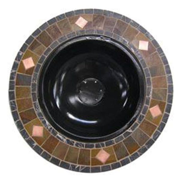 Marble and Slate 34-inch Fire Pit with Copper Accents and Wrought Iron Stand - Image 2