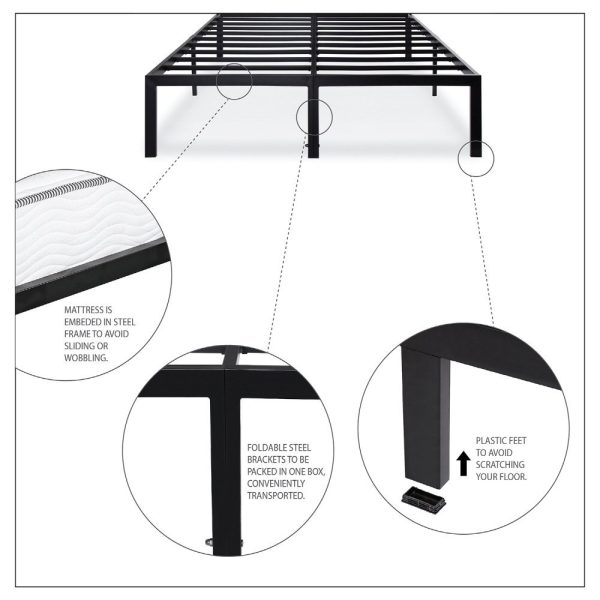 Full size Heavy Duty Metal Platform Bed Frame - 2,000 lb Weight Capacity - Image 4