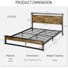 Full size Metal Wood Platform Bed Frame with Industrial Headboard - Image 4