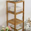 Solid Wood 4-Tier Bathroom Storage Shelving Unit - Image 2