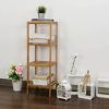 Solid Wood 4-Tier Bathroom Storage Shelving Unit - Image 3
