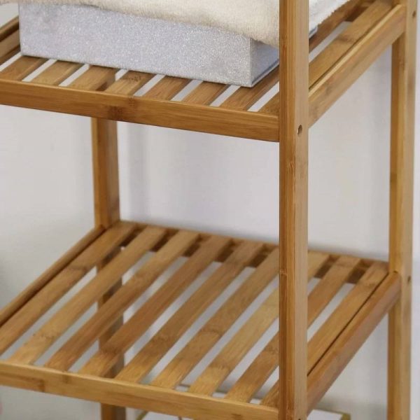 Solid Wood 4-Tier Bathroom Storage Shelving Unit - Image 5
