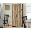 Farmhouse Wardrobe Storage Cabinet Armoire in Light Wood Finish - Image 2
