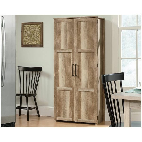 Farmhouse Wardrobe Storage Cabinet Armoire in Light Wood Finish - Image 2