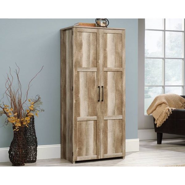 Farmhouse Wardrobe Storage Cabinet Armoire in Light Wood Finish - Image 3