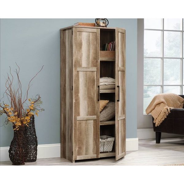 Farmhouse Wardrobe Storage Cabinet Armoire in Light Wood Finish - Image 4